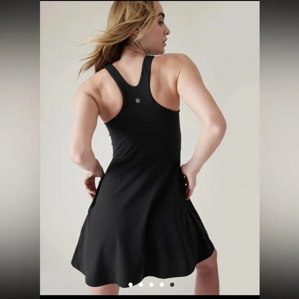 athleta black tennis dress ATHLETA Match Point Dress XSmall Petite BLACK Tennis Golf #486471 NEW
